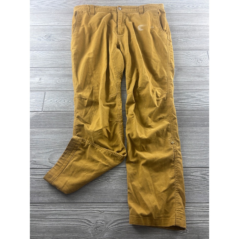 LIVSN Flex Canvas Pants Mens 37x30 Brown Ochre Outdoor Work Hiking Trousers